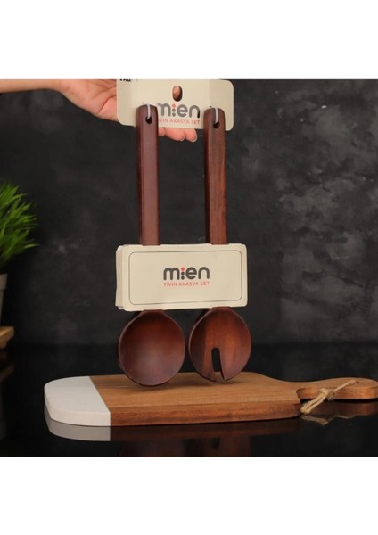 Sağlam Ahşap Akasya Salata Kaşığı, 2’li, Kahverengi, Dayanıklı ve Şık Tasarım fiyatları