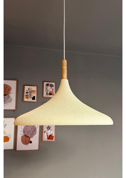 45 cm Çaplı Xl Dokulu Açık Krem Ahşap Sarkıt Avize, Restoran ve Mutfak Için Ideal fiyatları