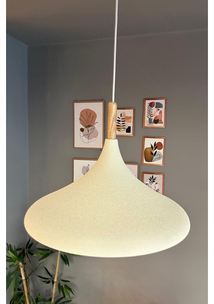 45 cm Çaplı Xl Dokulu Açık Krem Ahşap Sarkıt Avize, Restoran ve Mutfak Için Ideal fırsatları