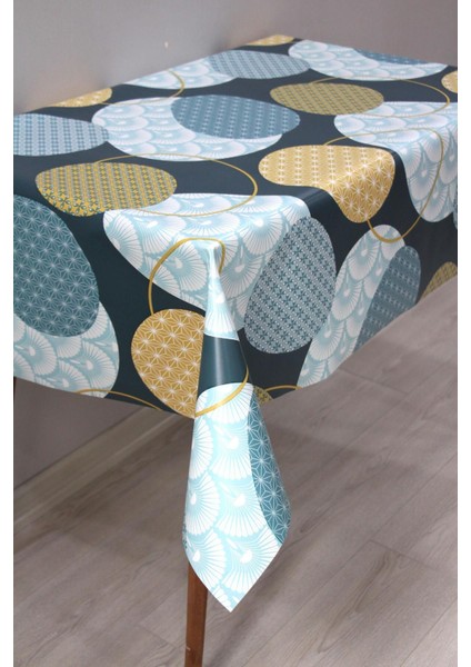 Lacivert Astarlı Dayanıklı Silinebilir Muşamba Masa Örtüsü 8268-1