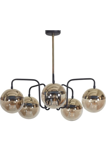 Şık Siyah ve Altın Renkli Metal Gövde Camlı Modern Sarkıt Avize fiyatları