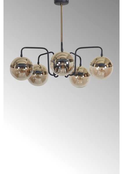 Şık Siyah ve Altın Renkli Metal Gövde Camlı Modern Sarkıt Avize modelleri