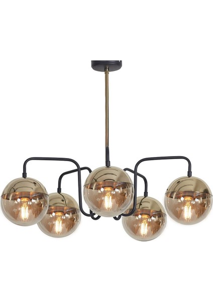 Şık Siyah ve Altın Renkli Metal Gövde Camlı Modern Sarkıt Avize fırsatları