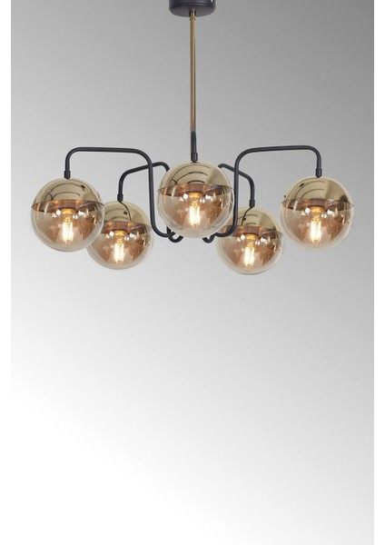 Şık Siyah ve Altın Renkli Metal Gövde Camlı Modern Sarkıt Avize indirimleri