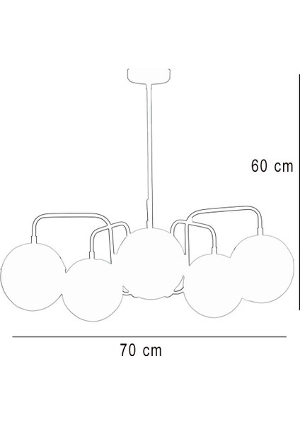 Şık Siyah ve Altın Renkli Metal Gövde Camlı Modern Sarkıt Avize