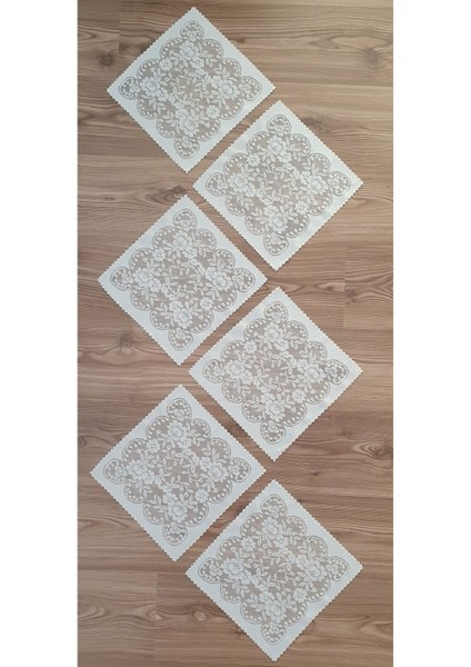 Krem Renkli Güllü Desenli Örme Peçete 6 Adet, 30X30 cm fiyatları