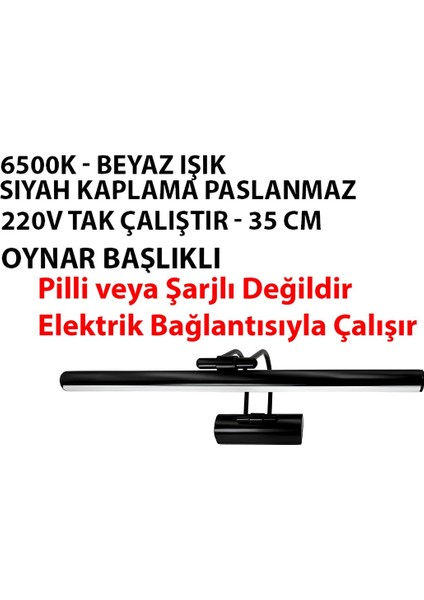 Siyah Mat Beyaz Işık Banyo Duvar Aynası Tablo Aydınlatması Flüt Kuğu Ledli Aplik