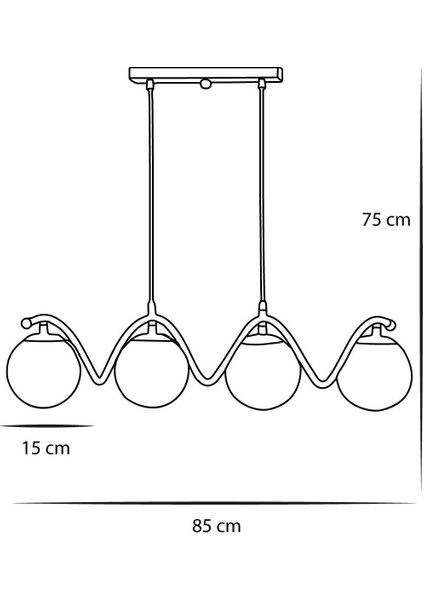 Şık 4'lü Siyah-Gold Bal Camlı Modern Avize, Lüks ve Zarif Tasarım indirimleri