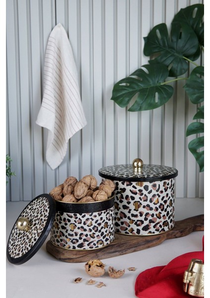 Desenli Metal Saklama Kabı Seti, 2'li, 1,3 ve 2,9 Litre, Dayanıklı ve Şık Tasarım fiyatları