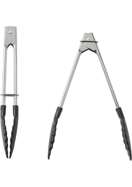 Paslanmaz Çelik Maşa Seti, 18 Cm, Siyah, Dayanıklı ve Pratik Kullanım