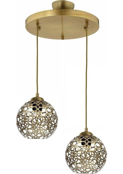 Modern Selçuklu Top Motif Yıldız Ferforje Sarkıt Avize, Şık ve Rustik Dekorasyon.