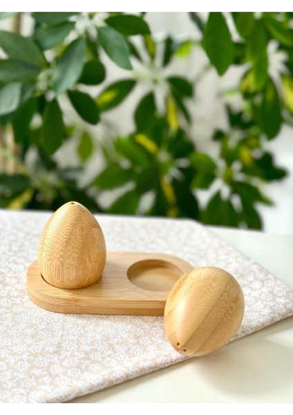 Bambu Yumurta Model Tuzluk ve Biberlik Seti, Şık ve Doğal Tasarım indirimleri