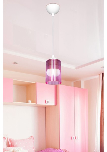 Pembe Optik Sarkıt, Çift Ampul Tasarımı, Modern ve Şık Aydınlatma Parçası