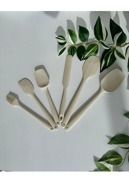 6'lı Krem Silikon Isıya Dayanıklı Kaşıklık Seti, Dayanıklı ve Şık Mutfak Gereci fiyatları