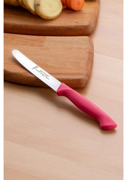 Tırtıklı Sebze ve Doğrama Bıçağı, Pembe, Dayanıklı ve Pratik Kullanım