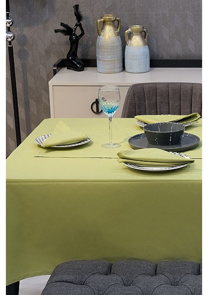 Yeşil Kumaş Peçete Çeyiz Seti 6'lı Leke Tutmaz Dikişli Özel Tasarım