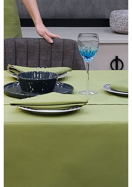 Yeşil Kumaş Peçete Çeyiz Seti 6'lı Leke Tutmaz Dikişli Özel Tasarım modelleri