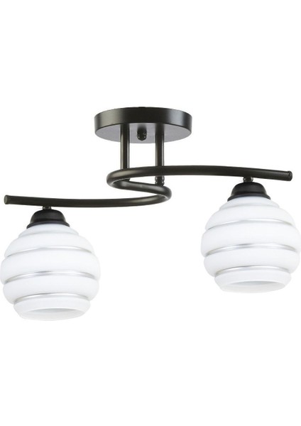 Modern Gümüş Şerit Camlı Plafonyer Avize, Şık ve Zarif Tasarım.