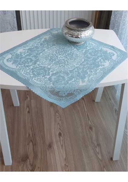 Mavi Örme Tül Kumaş Sarmaşık Desenli 45X45 2'li Peçete Seti