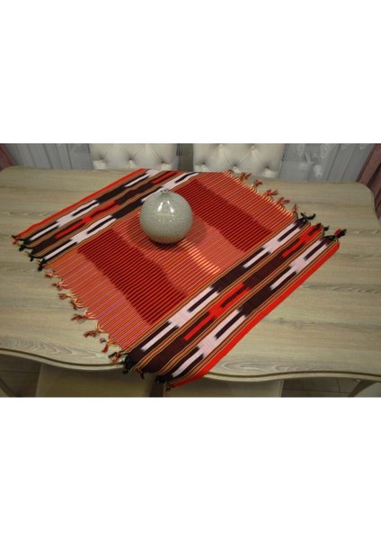 Turuncu Karadeniz El Dokuması Keşan Fiskos Masa Örtüsü