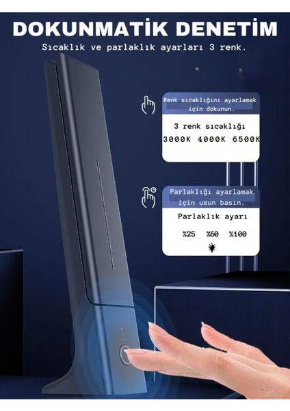 Şarjlı Dokunmatik LED Masa Lambası, 3 Renkli Kısılabilir ve Şık Dekoratif Tasarım indirimleri