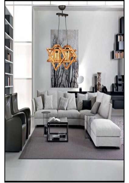 Kahverengi Sıralı 2'li Camlı Avize, Modern ve Şık Tasarım, Kaliteli Aydınlatma.