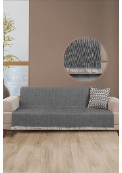 Saçaklı %100 Pamuk Koltuk Örtüsü 180X210 cm Siyah, Şık ve Rahat Kullanım Sağlar