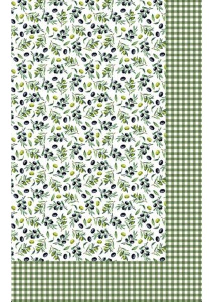 Yeşil Zeytin Baskılı Dertsiz Kumaş Masa Örtüsü 140×180 cm modelleri