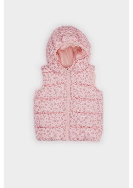 Kız Bebek Rüzgar Geçirmez Su Geçirmez Kapüşonlu Desenli Şişme Yelek E7355A525AU