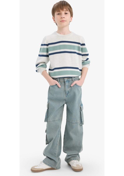 Erkek Çocuk Bisiklet Yaka Çizgili Triko Kazak F3743A825WN fiyatları