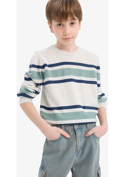 Erkek Çocuk Bisiklet Yaka Çizgili Triko Kazak F3743A825WN modelleri