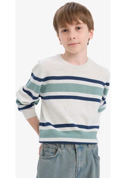 Erkek Çocuk Bisiklet Yaka Çizgili Triko Kazak F3743A825WN fırsatları