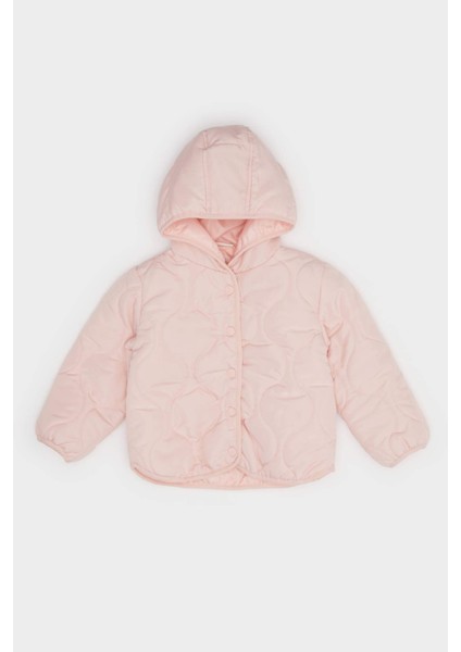Kız Bebek Rüzgar Geçirmez Su Geçirmez Kapitoneli Kapüşonlu Çıtçıtlı Şişme Mont E7974A525AU