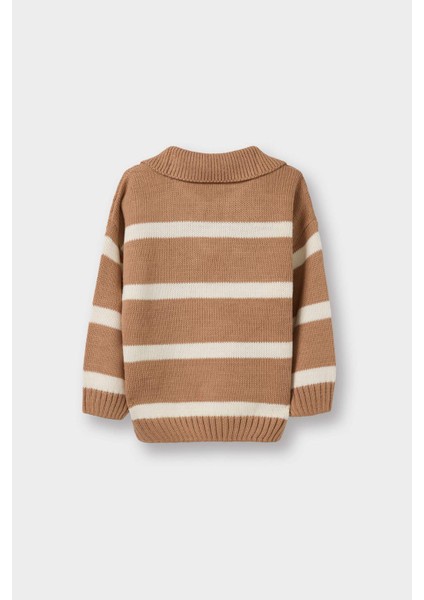 Erkek Bebek Polo Yaka Çizgili Triko Kazak C8879A525AU modelleri