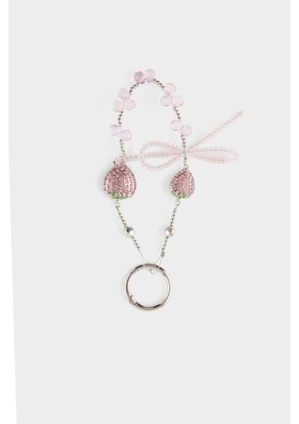 Kadın Pembe Çilekli Charm Anahtarlık F6958AXNS
