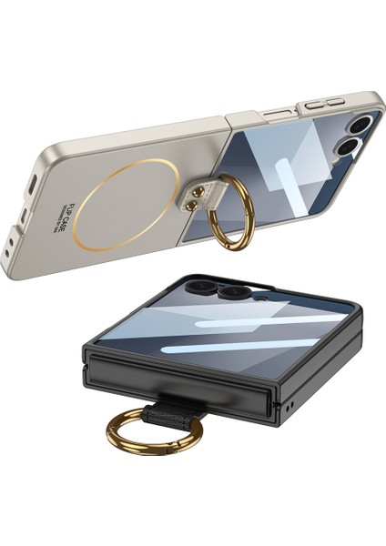 Samsung Galaxy Z Flip 7 Kılıf M-Safe Şarj Özellikli Kıpta Yüzüklü Flip Sert Kapak modelleri