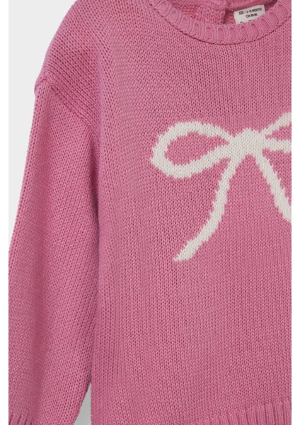 Kız Bebek Bisiklet Yaka Baskılı Triko Kazak C8089A525AU fiyatları