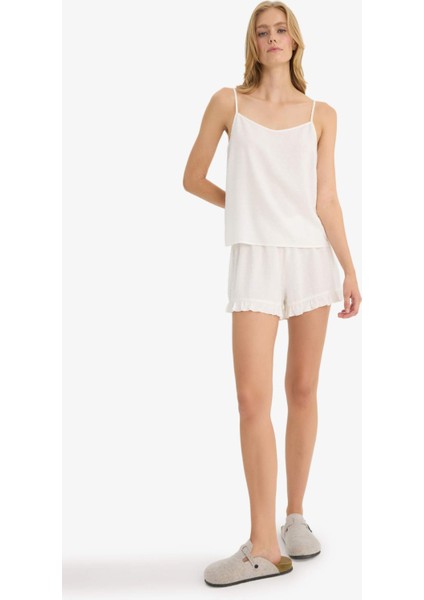 Pijama Takımı Regular Fit Askılı Vual Üst Şort-Fall in Love F8928AX25HS fırsatları