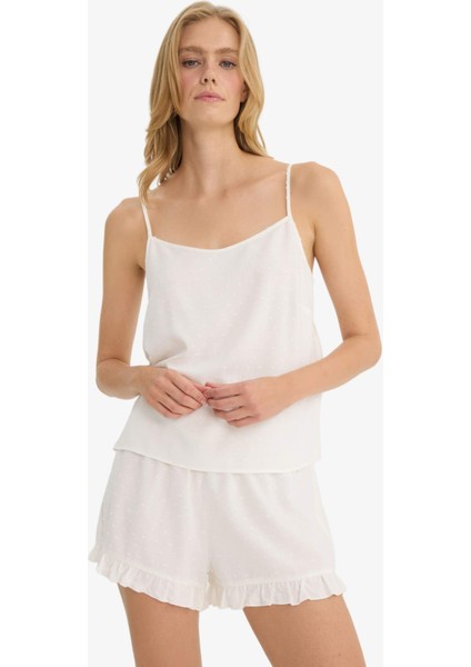 Pijama Takımı Regular Fit Askılı Vual Üst Şort-Fall in Love F8928AX25HS