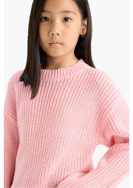 Kız Çocuk Standart Fit Bisiklet Yaka Triko Kazak C6909A825AU