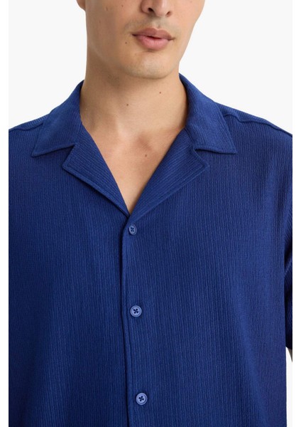 Modern Fit Polo Yaka Penye Kısa Kollu Gömlek C4125AX25SM fırsatları