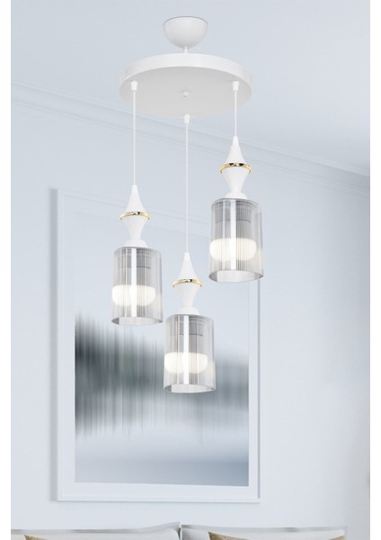 Beyaz 3'lü Üçgen Karo Dekoratif Zemin ve Aydınlatma Seti modelleri