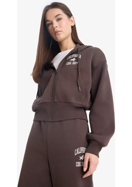 Coool Oversize Geniş Kalıp Kapüşonlu Sırt Baskılı Fermuarlı Sweatshirt E9583AX25WN indirimleri