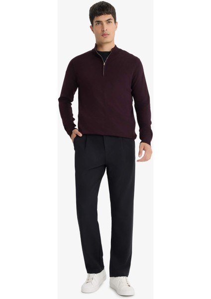 Standart Fit Dik Yaka Yarım Fermuarlı Triko Kazak D0624AX25AU fiyatları