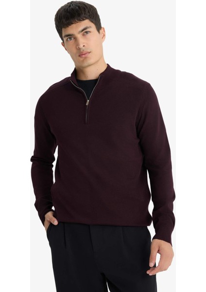 Standart Fit Dik Yaka Yarım Fermuarlı Triko Kazak D0624AX25AU modelleri