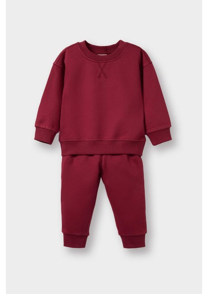 Erkek Bebek 2'li Takım Basic Düz Sweatshirt Eşofman Altı E8434A525WN