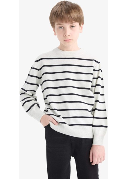 Erkek Çocuk Bisiklet Yaka Çizgili Triko Kazak F0962A825WN modelleri