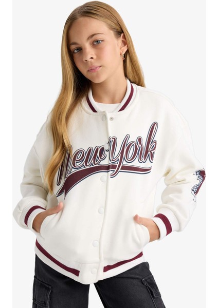 Kız Çocuk Baskılı Kolej Yaka Bomber Ceket F2295A825AU fırsatları