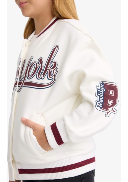 Kız Çocuk Baskılı Kolej Yaka Bomber Ceket F2295A825AU indirimleri