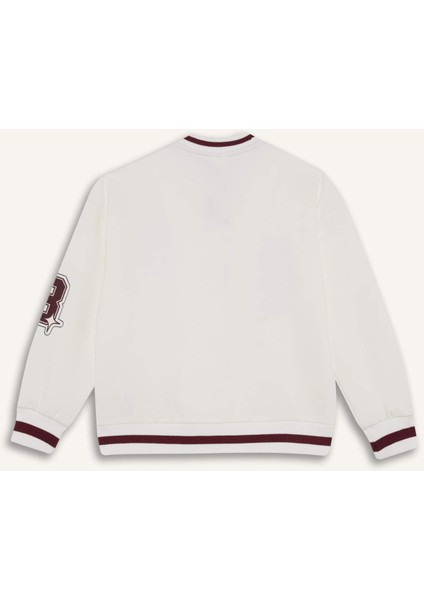 Kız Çocuk Baskılı Kolej Yaka Bomber Ceket F2295A825AU